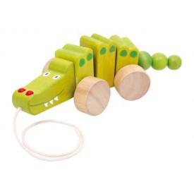 Dřevěné hračky - Dřevěný tahací krokodýl