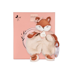 Doudou Dárková sada Plyšová liška Mina s chrastítkem 18 cm