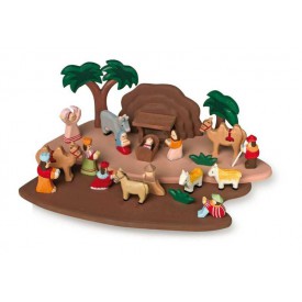 Dřevěné hračky -  Dětský dřevěný betlém s figurkami