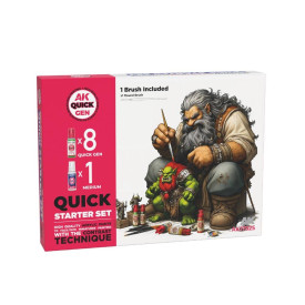 AK Interactive: Quick Gen - Quick Starter Set (8 barev a 1 štětec)