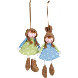 Dřevěná dekorace - Dekorační panenky Ema - set