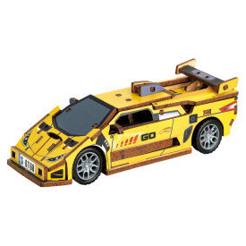 2Kids Toys 3D dřevěná skládačka Sportovní auto žluté