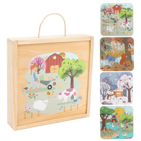 2Kids Toys Puzzle v dřevěné krabici Čtyři roční období