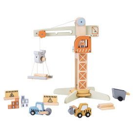 2Kids Toys Dřevěný jeřáb s příslušenstvím