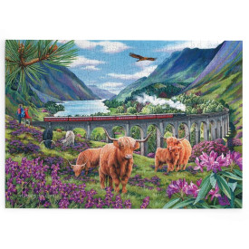 HOP Puzzle Skotské krávy u viaduktu 500 velkých dílků