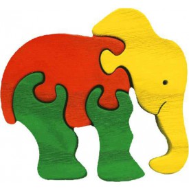 Dřevěné vkládací puzzle z masivu - vkládačka - Malý slon