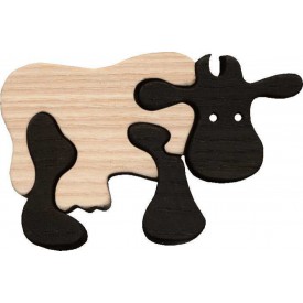 Dřevěné vkládací puzzle z masivu - Malá kráva černá