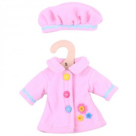 Bigjigs Toys růžový kabátek s čepičkou pro panenku 25 cm