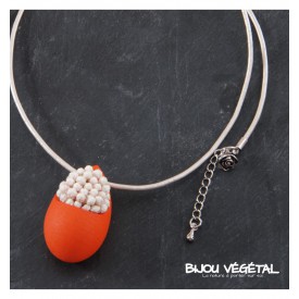 Živé šperky - Náhrdelník Slza oranžový s trvalými bílými květy