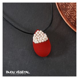 Živé šperky - Náhrdelník Slza červený s trvalými bílými květy