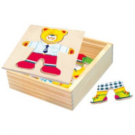 Bino - Puzzlev krabičce- šatní skříň- medvídek