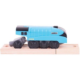 Bigjigs Rail elektrická lokomotiva modrá Mallard