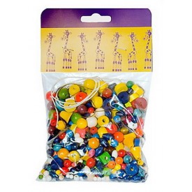 Dřevěné hračky - dřevěné korálky - Mix perlí barevných 100g