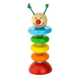 Dřevěné hračky - Hračky pro nejmenší - Housenka na gumě