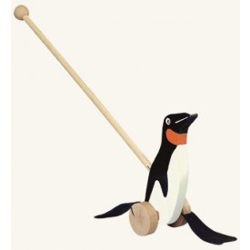 Dřevěné hračky - Tučňák na tyči - černobílý   natur tyč
