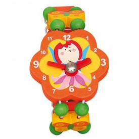 Dřevěné hračky - Dřevěné hodinky víla - oranžové