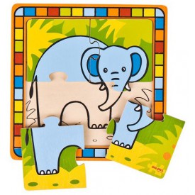 Dřevěné hračky -  Vkládací puzzle slon