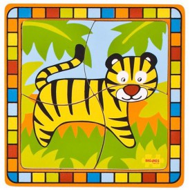 Dřevěné hračky -  Vkládací puzzle tigr