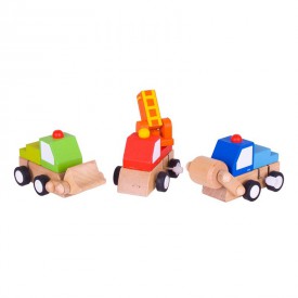 Dřevěné hračky - Barevná autíčka na natahování