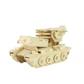 Dřevěné skládačky 3D puzzle - Tank s raketama