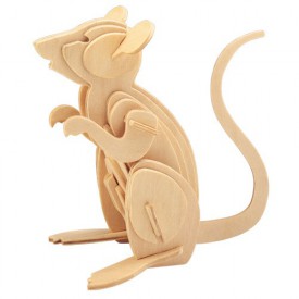 Dřevěné 3D puzzle dřevěná skládačka zvířata - Myš M001