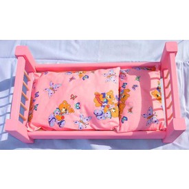 Dřevěná postel pro panenky růžová velká