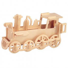 Dřevěné 3D puzzle dřevěná skládačka - malá Lokomotiva P005