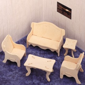 Dřevěné skládačky 3D puzzle - Obývací pokoj P008