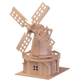 Dřevěné skládačky 3D puzzle slavné budovy - Větrný mlýn P056
