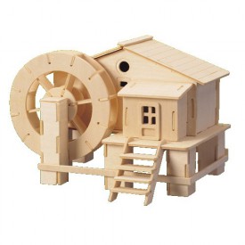 Dřevěné skládačky 3D puzzle slavné budovy - Vodní mlýn P068