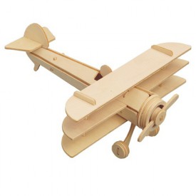 Dřevěné skládačky 3D puzzle letadla - Trojplošník P074