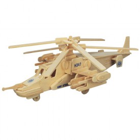 Dřevěné skládačky 3D puzzle letadla - Vrtulník KA-50 P099