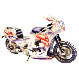 Dřevěné 3D puzzle dřevěná skládačka - Závodní motorka PC023