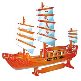 Dřevěné 3D puzzle dřevěná skládačka Čínská plachetnice PC045