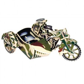 Dřevěné 3D puzzle motorky - Motorka trojkolka-Saidkára PC124