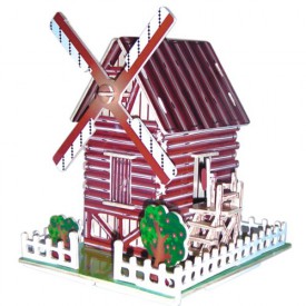 Dřevěné skládačky 3D puzzle slavné budovy Větrný mlýn PHC006